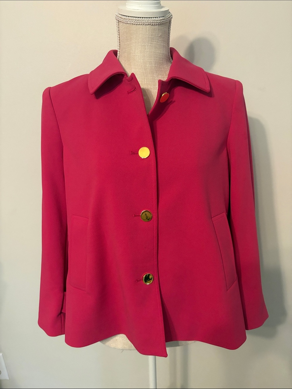 Calvin Klein Hot Pink Single-Breasted Blazer with Gold Buttons